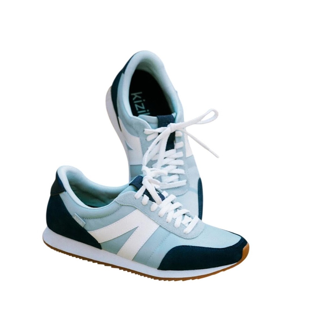 Kizik Milan‎ Surf Spray Hands Free Sneakers Navy Mint Womens 7 Mens 5.5